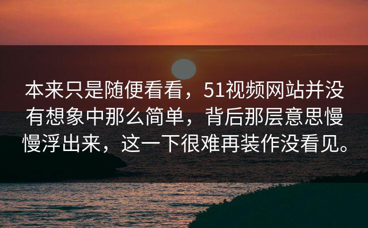 本来只是随便看看，51视频网站并没有想象中那么简单，背后那层意思慢慢浮出来，这一下很难再装作没看见。