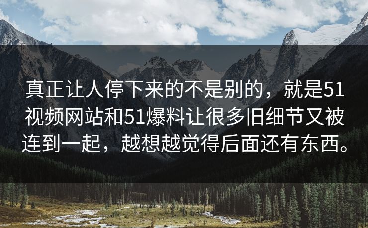 真正让人停下来的不是别的，就是51视频网站和51爆料让很多旧细节又被连到一起，越想越觉得后面还有东西。