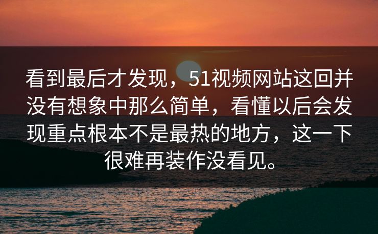 看到最后才发现，51视频网站这回并没有想象中那么简单，看懂以后会发现重点根本不是最热的地方，这一下很难再装作没看见。