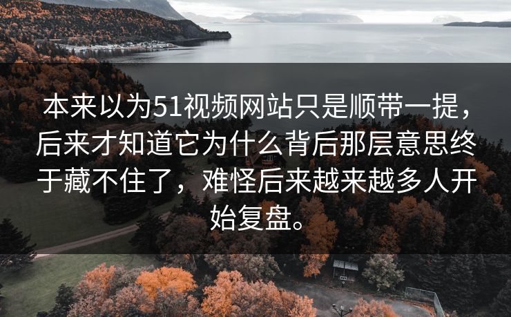本来以为51视频网站只是顺带一提，后来才知道它为什么背后那层意思终于藏不住了，难怪后来越来越多人开始复盘。