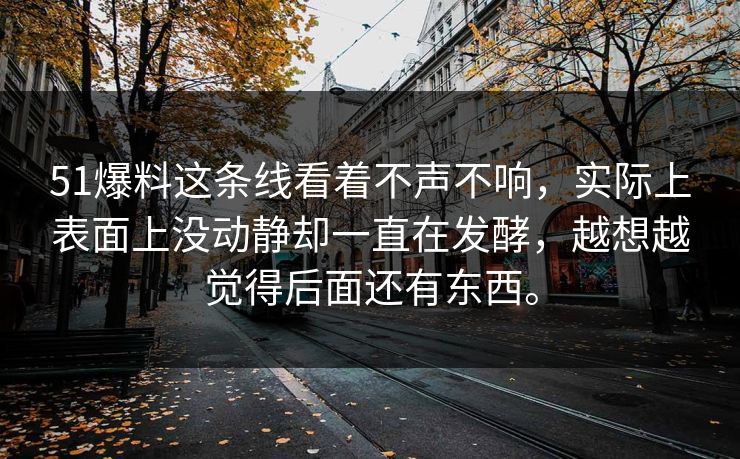 51爆料这条线看着不声不响，实际上表面上没动静却一直在发酵，越想越觉得后面还有东西。