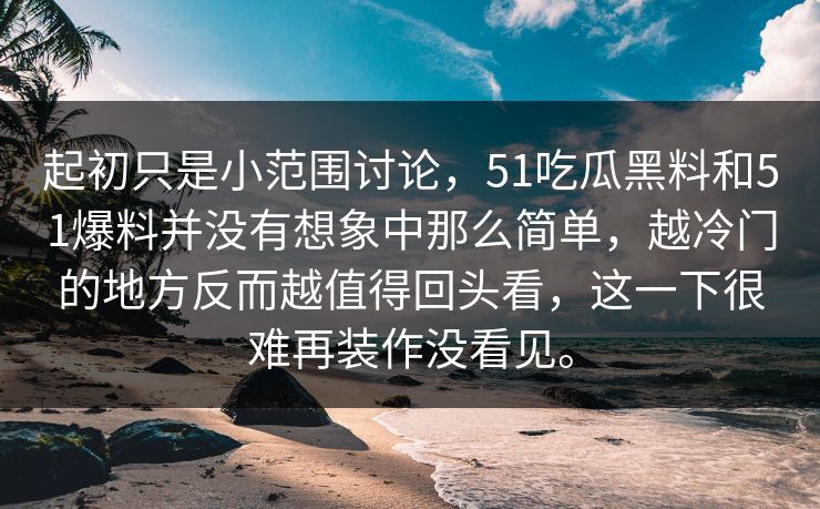 起初只是小范围讨论，51吃瓜黑料和51爆料并没有想象中那么简单，越冷门的地方反而越值得回头看，这一下很难再装作没看见。