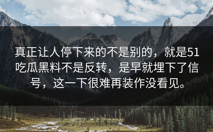 真正让人停下来的不是别的，就是51吃瓜黑料不是反转，是早就埋下了信号，这一下很难再装作没看见。
